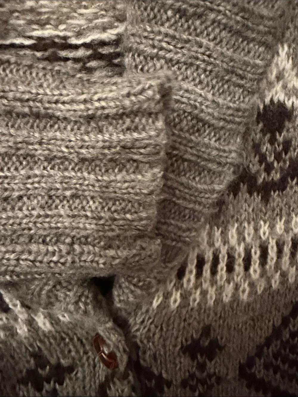 Forever 21 Gray and Brown Fair Isle Shawl-Collar Cardigan 99 - Picture 6 of 11